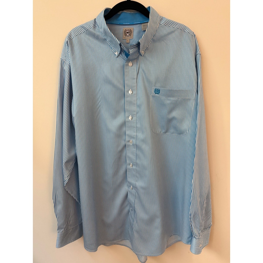 Cinch Men's Large Blue Striped Western Button Down Long Sleeve Shirt